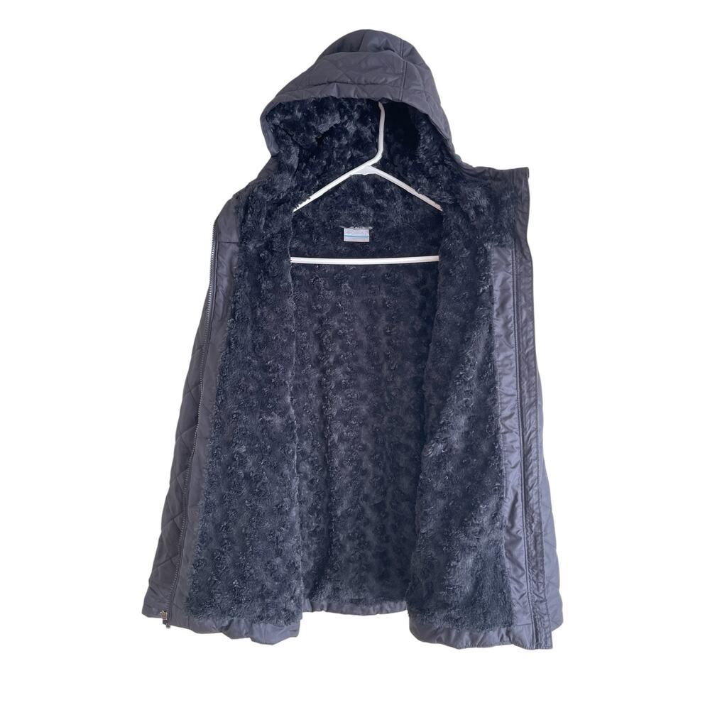 Columbia Copper Crest Hooded Jacket Cozy Quilted Sherpa Lined Black Womens Sz L - Picture 7 of 12